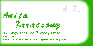 anita karacsony business card